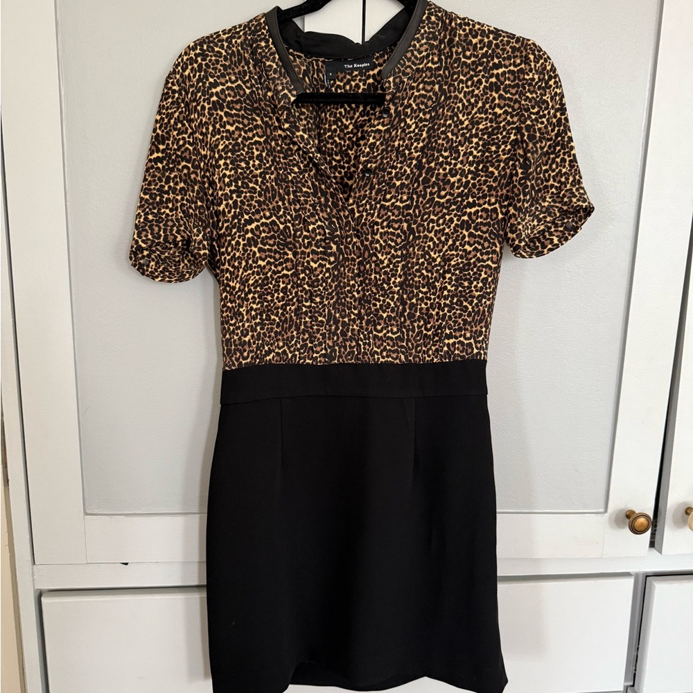 The Kooples Leopard Print and Black Minidress